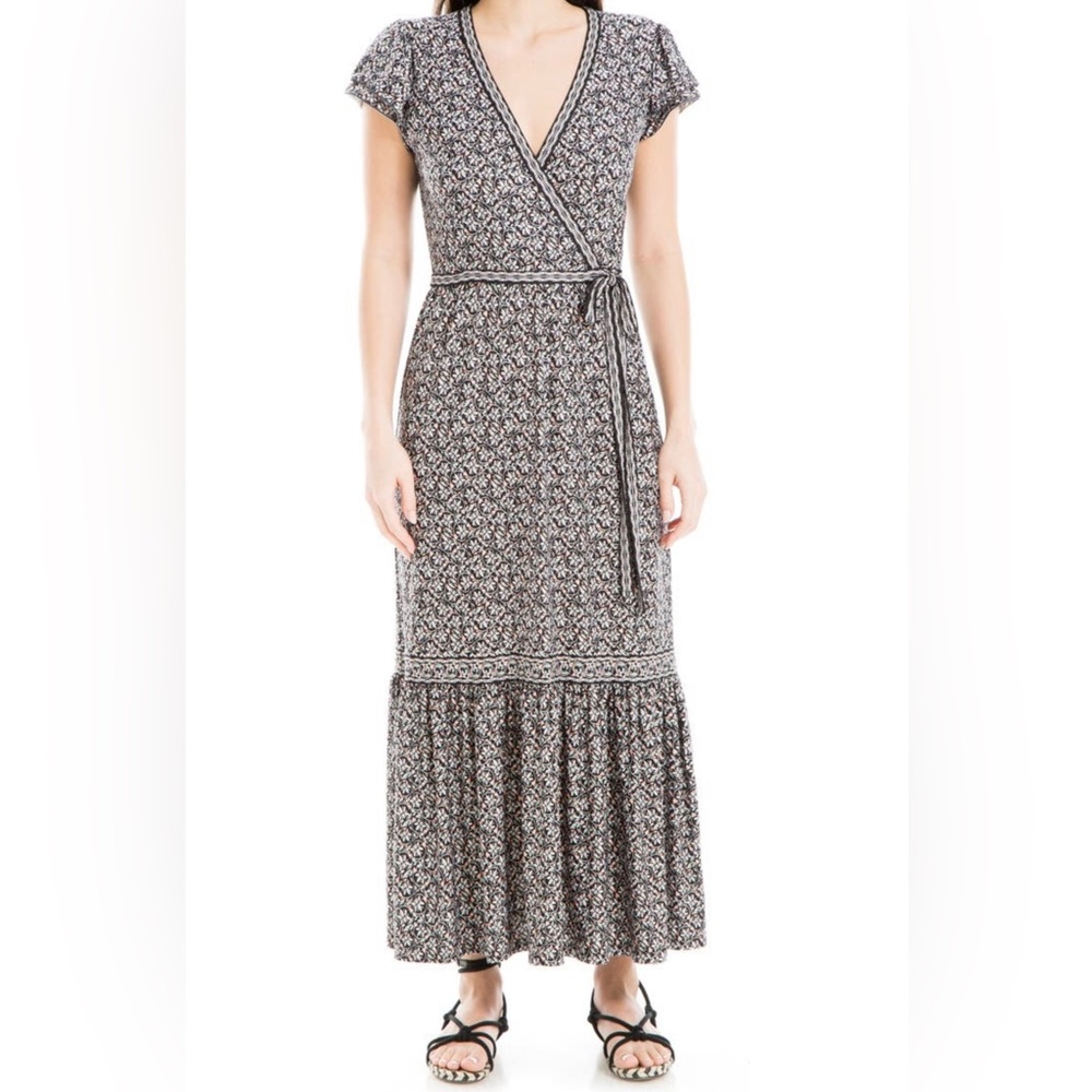 MAX STUDIO RUFFLE MAXI FAUX WRAP DRESS - Picture 10 of 12